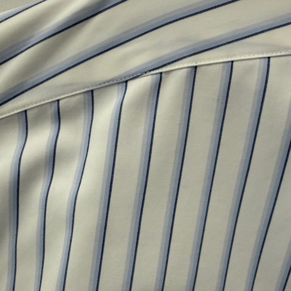 Vintage Burberry London Men’s White & Blue Pinstripe Button-Down | Made in USA - Picture 5 of 11